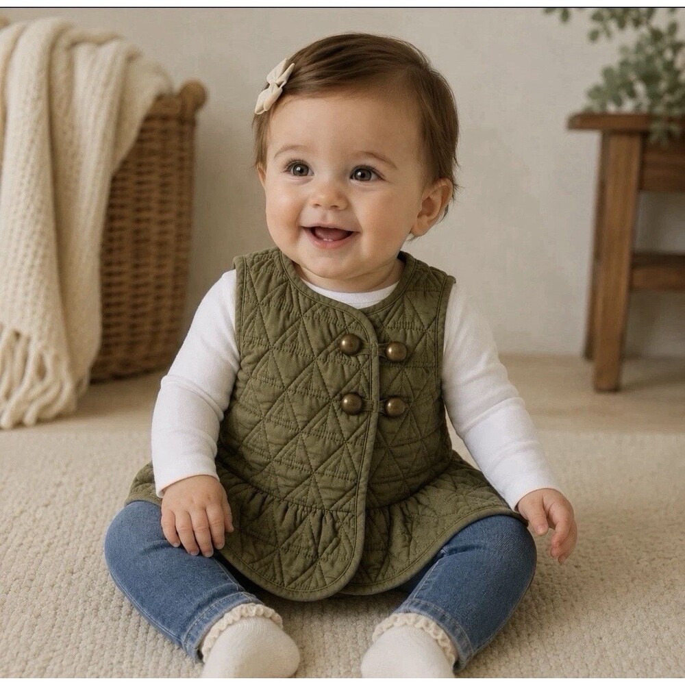 green Max Studio Baby quilted vest Size 12M.